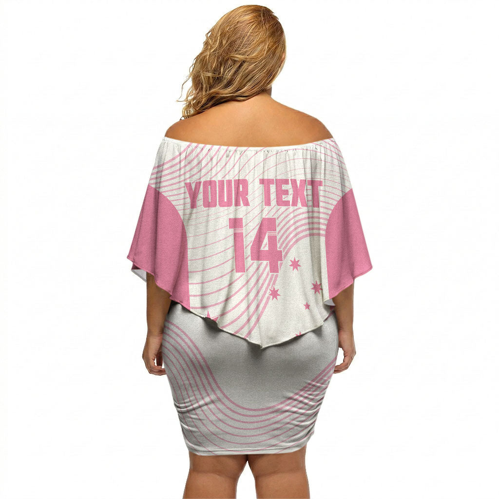 Custom Bowls Australia Breast Cancer Off Shoulder Short Dress Pink Ribbon Curve Sporty