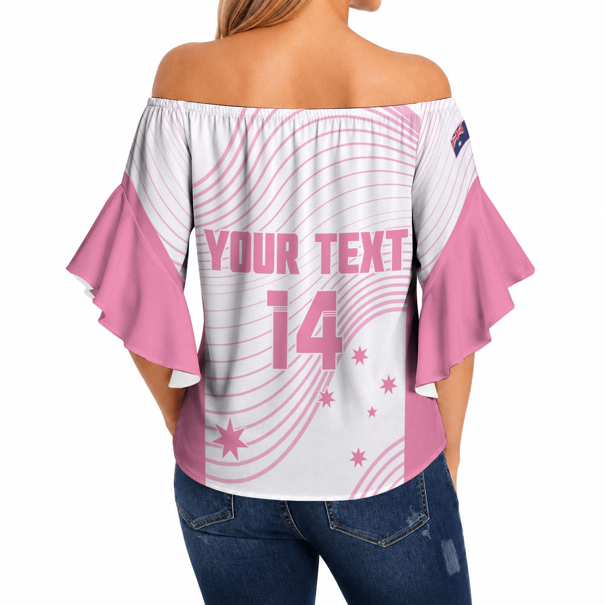 Custom Bowls Australia Breast Cancer Off Shoulder Wrap Waist Top Pink Ribbon Curve Sporty