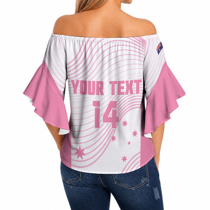 Custom Bowls Australia Breast Cancer Off Shoulder Wrap Waist Top Pink Ribbon Curve Sporty