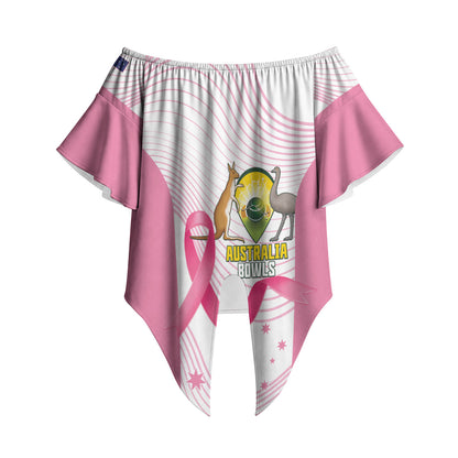 Custom Bowls Australia Breast Cancer Off Shoulder Wrap Waist Top Pink Ribbon Curve Sporty