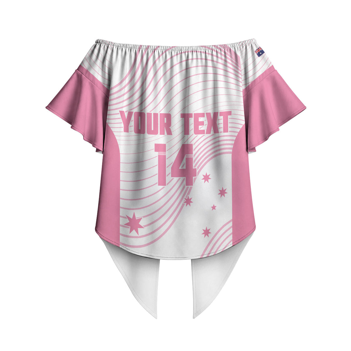Custom Bowls Australia Breast Cancer Off Shoulder Wrap Waist Top Pink Ribbon Curve Sporty