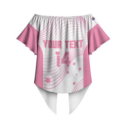 Custom Bowls Australia Breast Cancer Off Shoulder Wrap Waist Top Pink Ribbon Curve Sporty