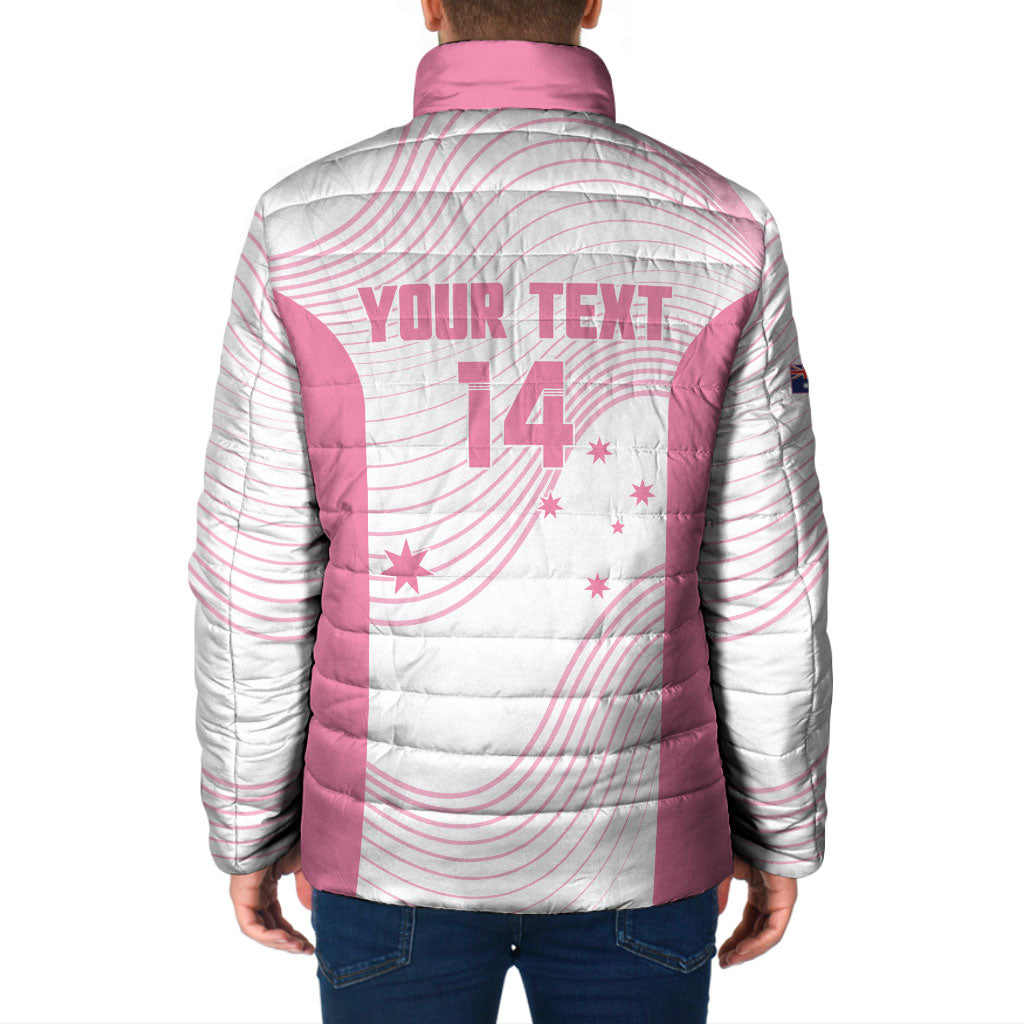 Custom Bowls Australia Breast Cancer Padded Jacket Pink Ribbon Curve Sporty