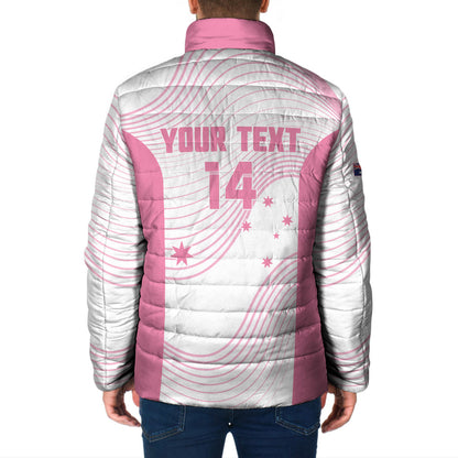 Custom Bowls Australia Breast Cancer Padded Jacket Pink Ribbon Curve Sporty