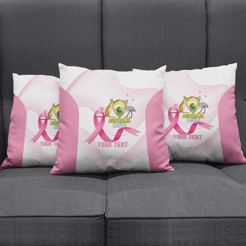 Custom Bowls Australia Breast Cancer Pillow Cover Pink Ribbon Curve Sporty