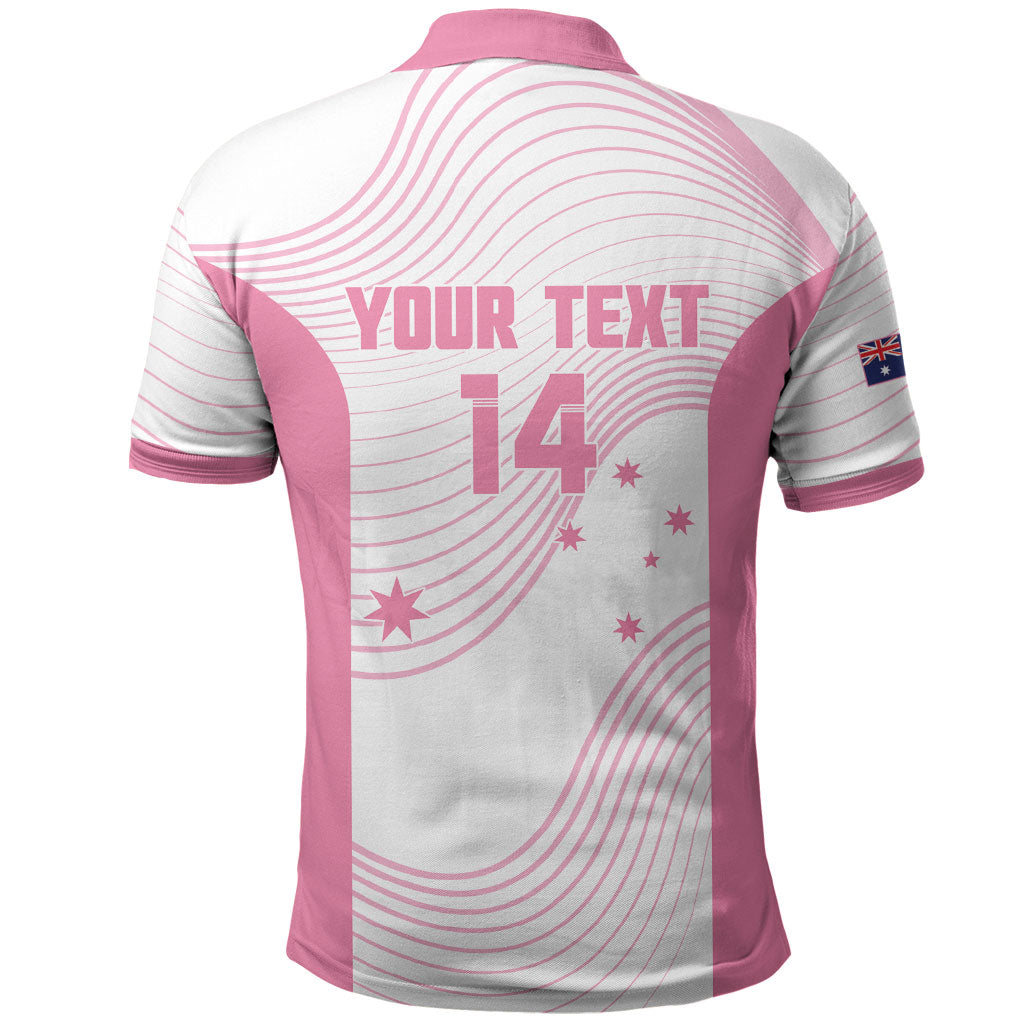 Custom Bowls Australia Breast Cancer Polo Shirt Pink Ribbon Curve Sporty
