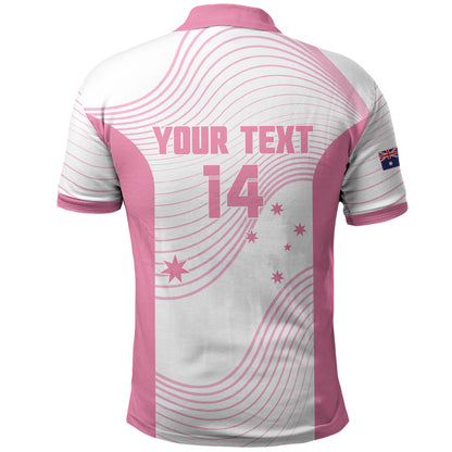 Custom Bowls Australia Breast Cancer Polo Shirt Pink Ribbon Curve Sporty