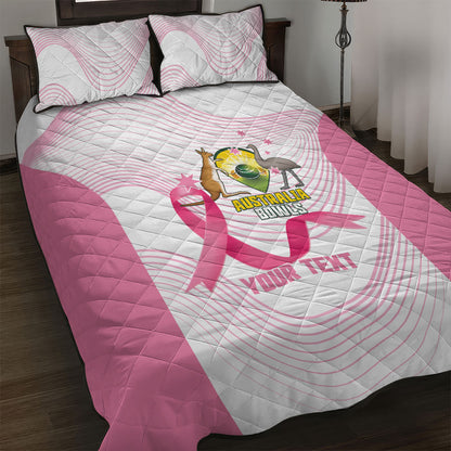 Custom Bowls Australia Breast Cancer Quilt Bed Set Pink Ribbon Curve Sporty