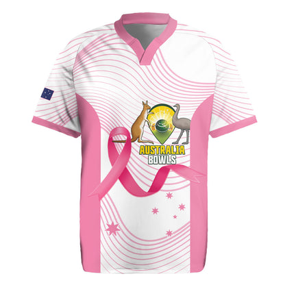Custom Bowls Australia Breast Cancer Rugby Jersey Pink Ribbon Curve Sporty