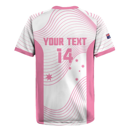 Custom Bowls Australia Breast Cancer Rugby Jersey Pink Ribbon Curve Sporty