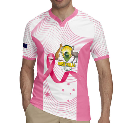 Custom Bowls Australia Breast Cancer Rugby Jersey Pink Ribbon Curve Sporty