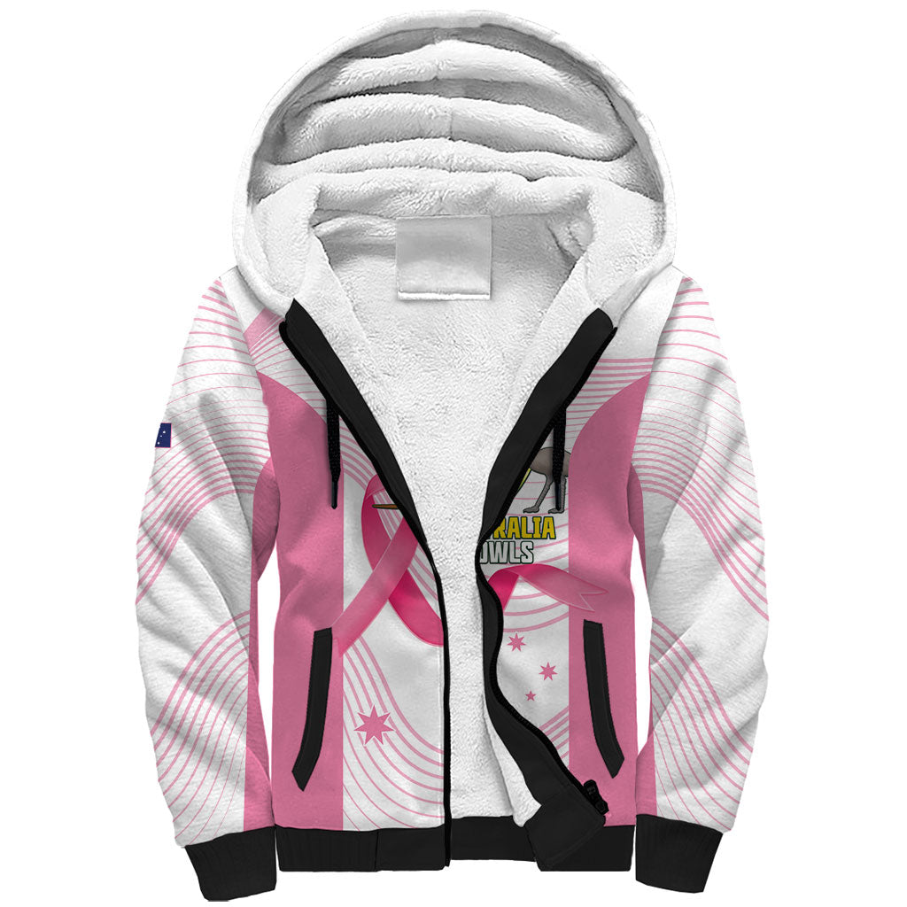 Custom Bowls Australia Breast Cancer Sherpa Hoodie Pink Ribbon Curve Sporty