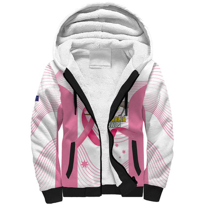 Custom Bowls Australia Breast Cancer Sherpa Hoodie Pink Ribbon Curve Sporty