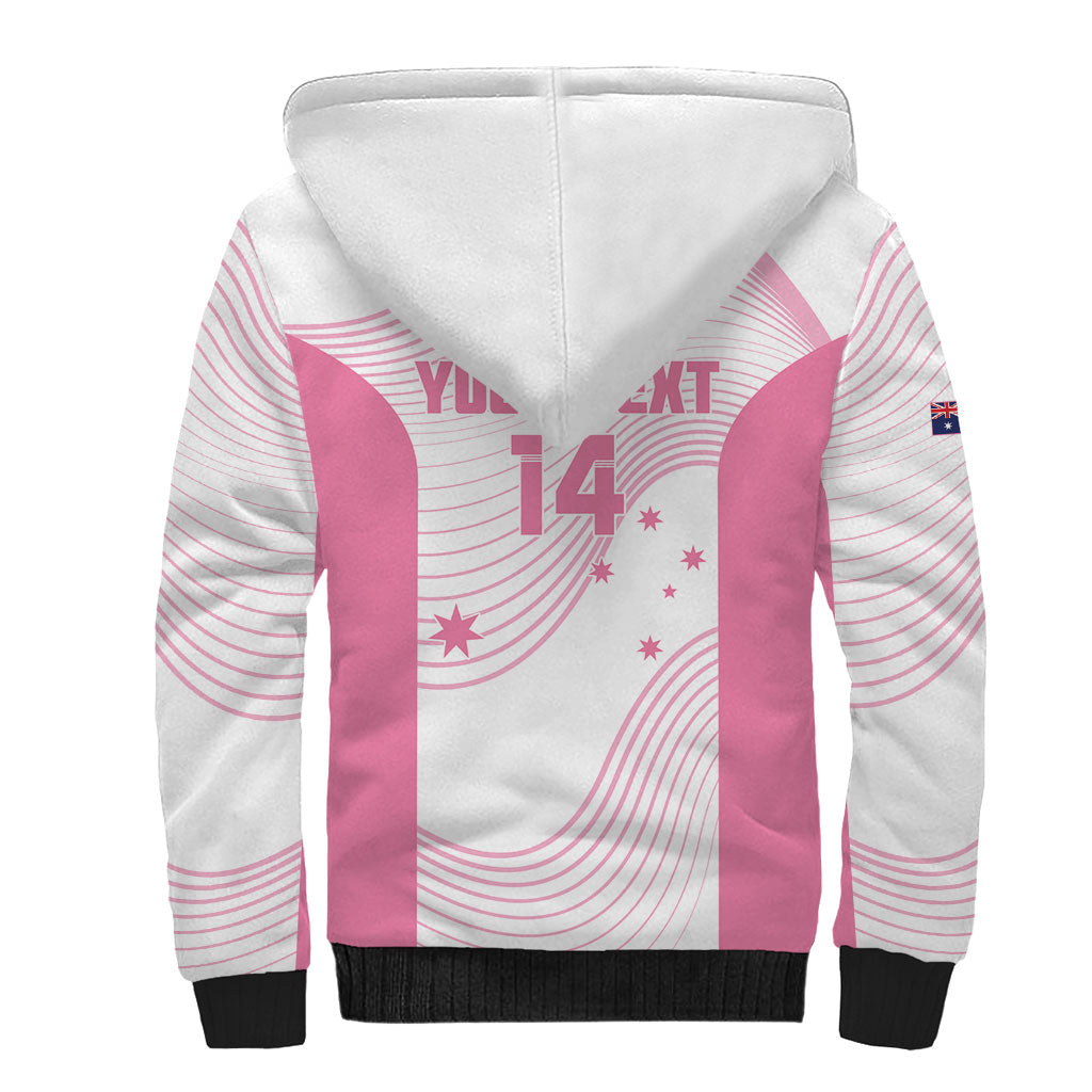 Custom Bowls Australia Breast Cancer Sherpa Hoodie Pink Ribbon Curve Sporty