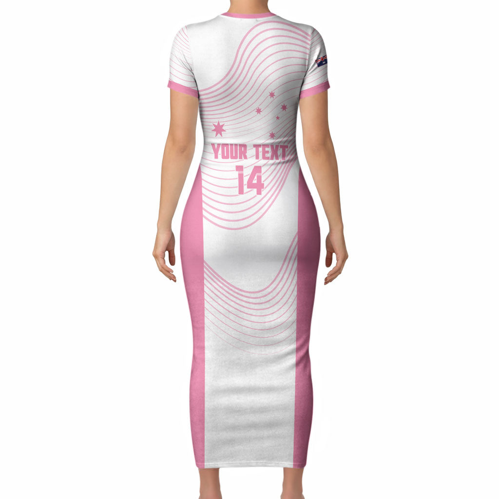 Custom Bowls Australia Breast Cancer Short Sleeve Bodycon Dress Pink Ribbon Curve Sporty