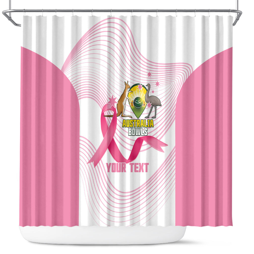 Custom Bowls Australia Breast Cancer Shower Curtain Pink Ribbon Curve Sporty