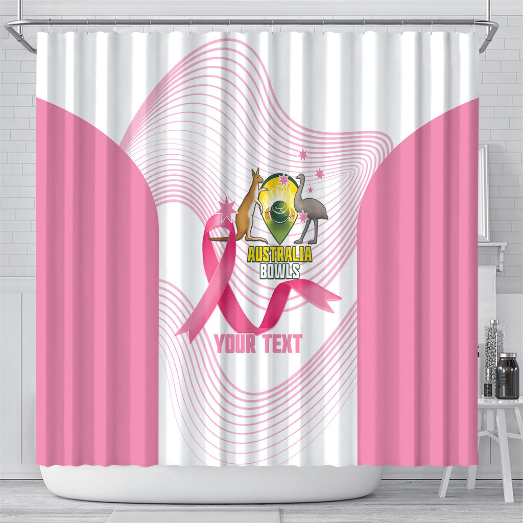 Custom Bowls Australia Breast Cancer Shower Curtain Pink Ribbon Curve Sporty