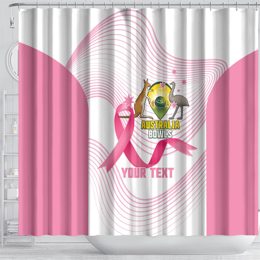 Custom Bowls Australia Breast Cancer Shower Curtain Pink Ribbon Curve Sporty