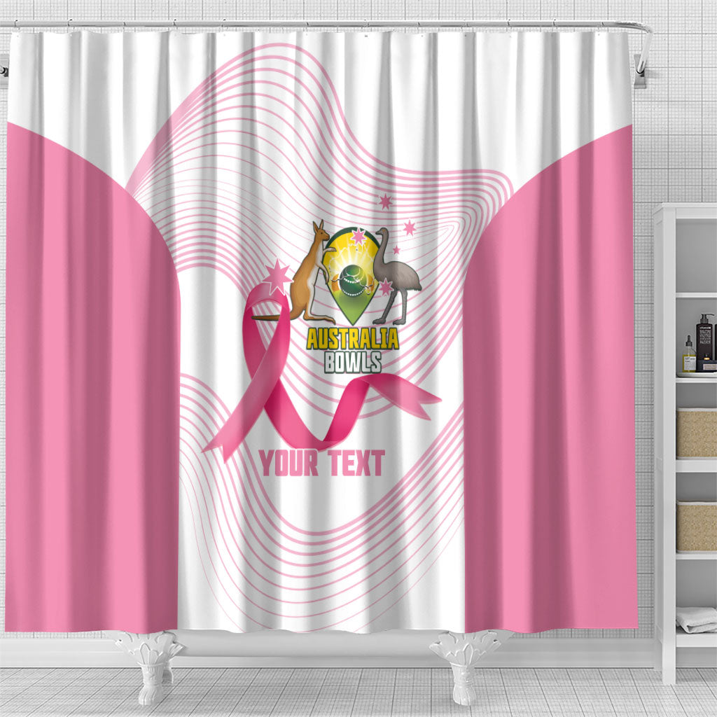 Custom Bowls Australia Breast Cancer Shower Curtain Pink Ribbon Curve Sporty