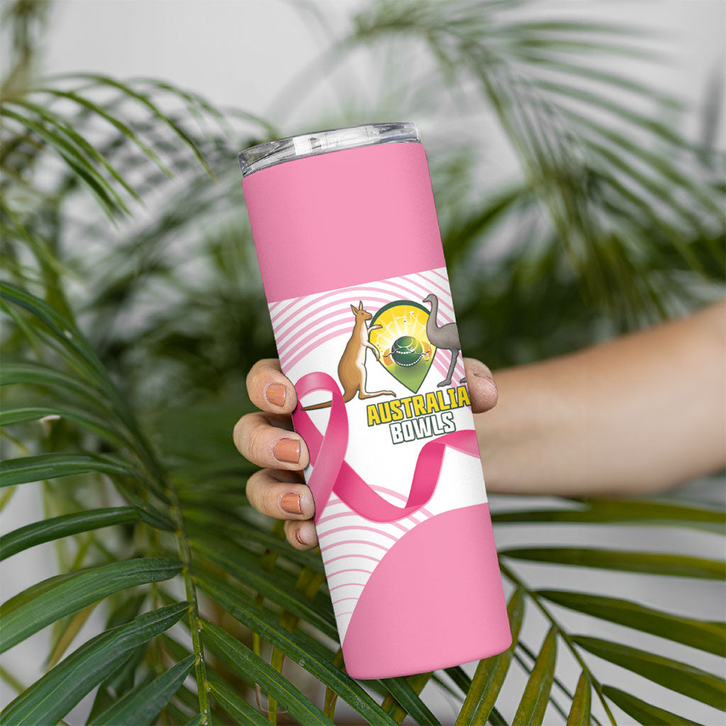 Custom Bowls Australia Breast Cancer Skinny Tumbler Pink Ribbon Curve Sporty