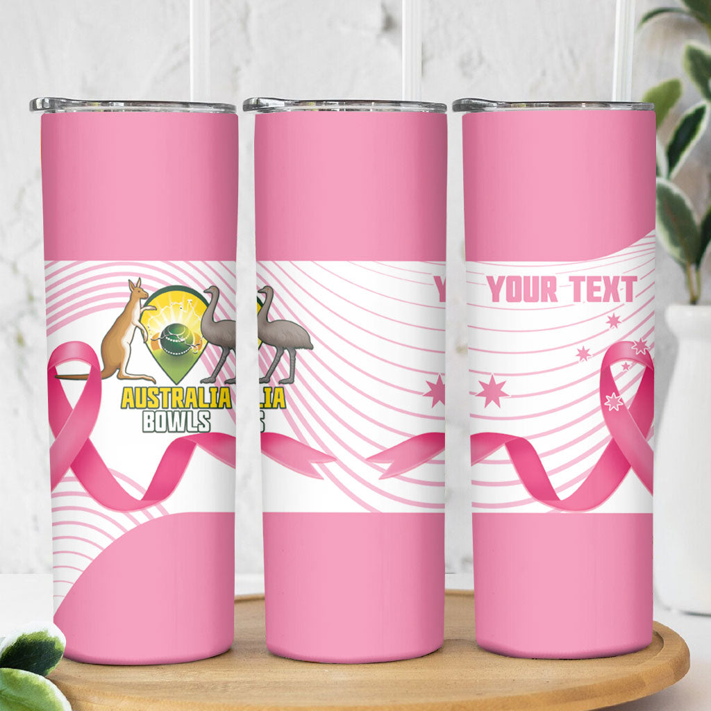 Custom Bowls Australia Breast Cancer Skinny Tumbler Pink Ribbon Curve Sporty