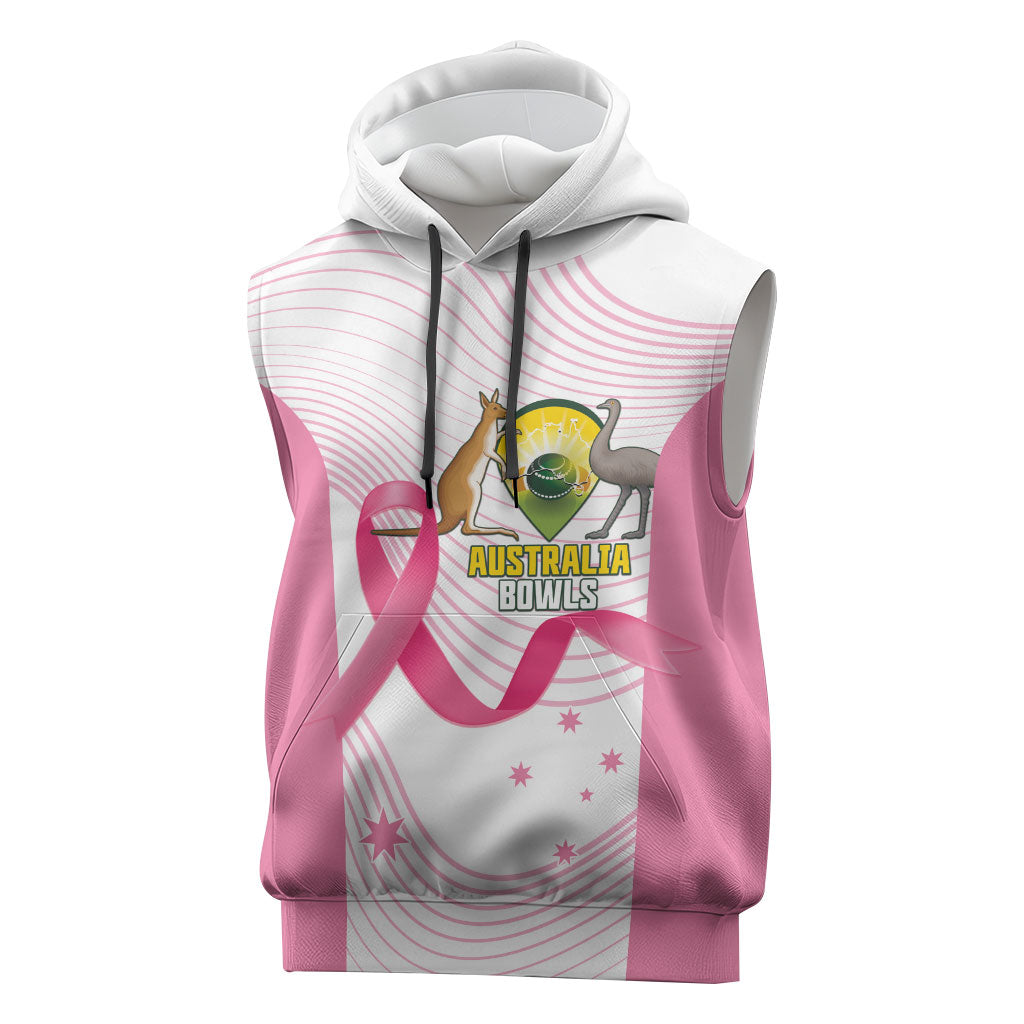 Custom Bowls Australia Breast Cancer Sleeveless Hoodie Pink Ribbon Curve Sporty