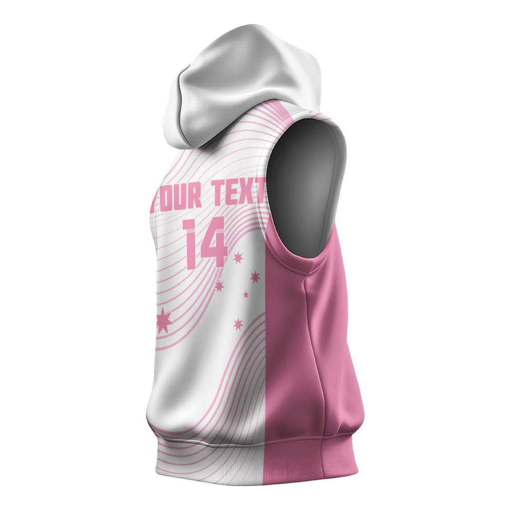 Custom Bowls Australia Breast Cancer Sleeveless Hoodie Pink Ribbon Curve Sporty