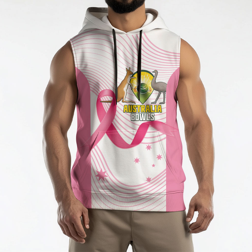 Custom Bowls Australia Breast Cancer Sleeveless Hoodie Pink Ribbon Curve Sporty