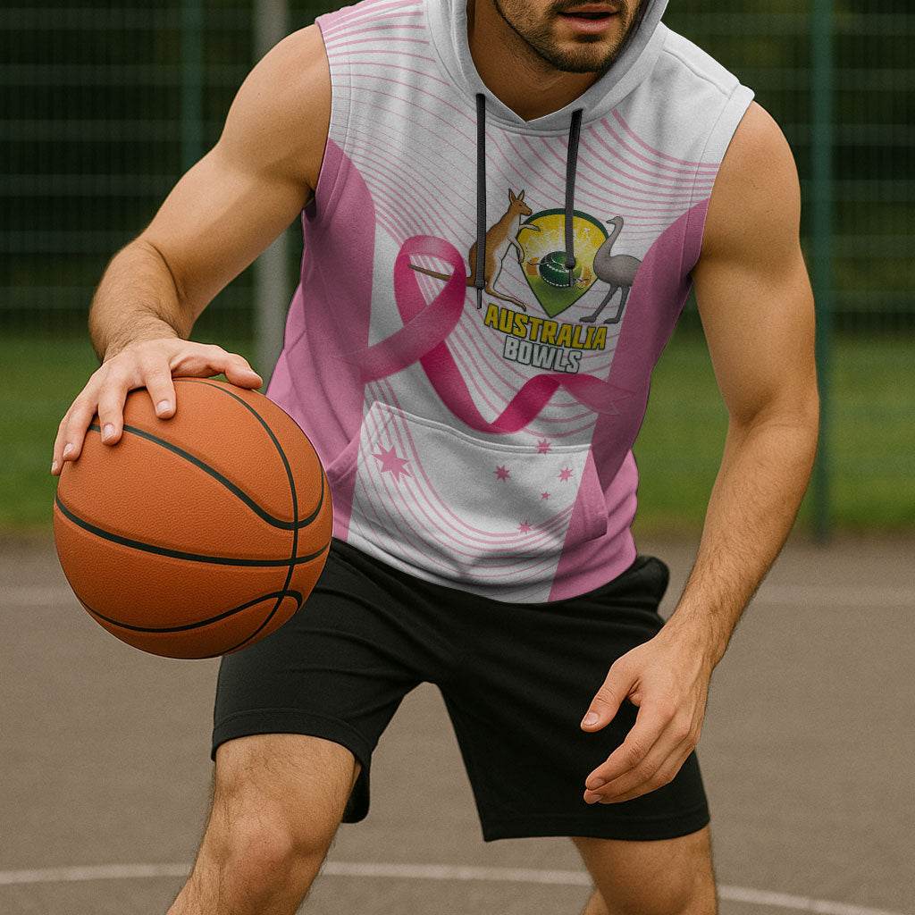Custom Bowls Australia Breast Cancer Sleeveless Hoodie Pink Ribbon Curve Sporty