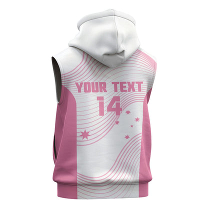 Custom Bowls Australia Breast Cancer Sleeveless Zip Hoodie Pink Ribbon Curve Sporty