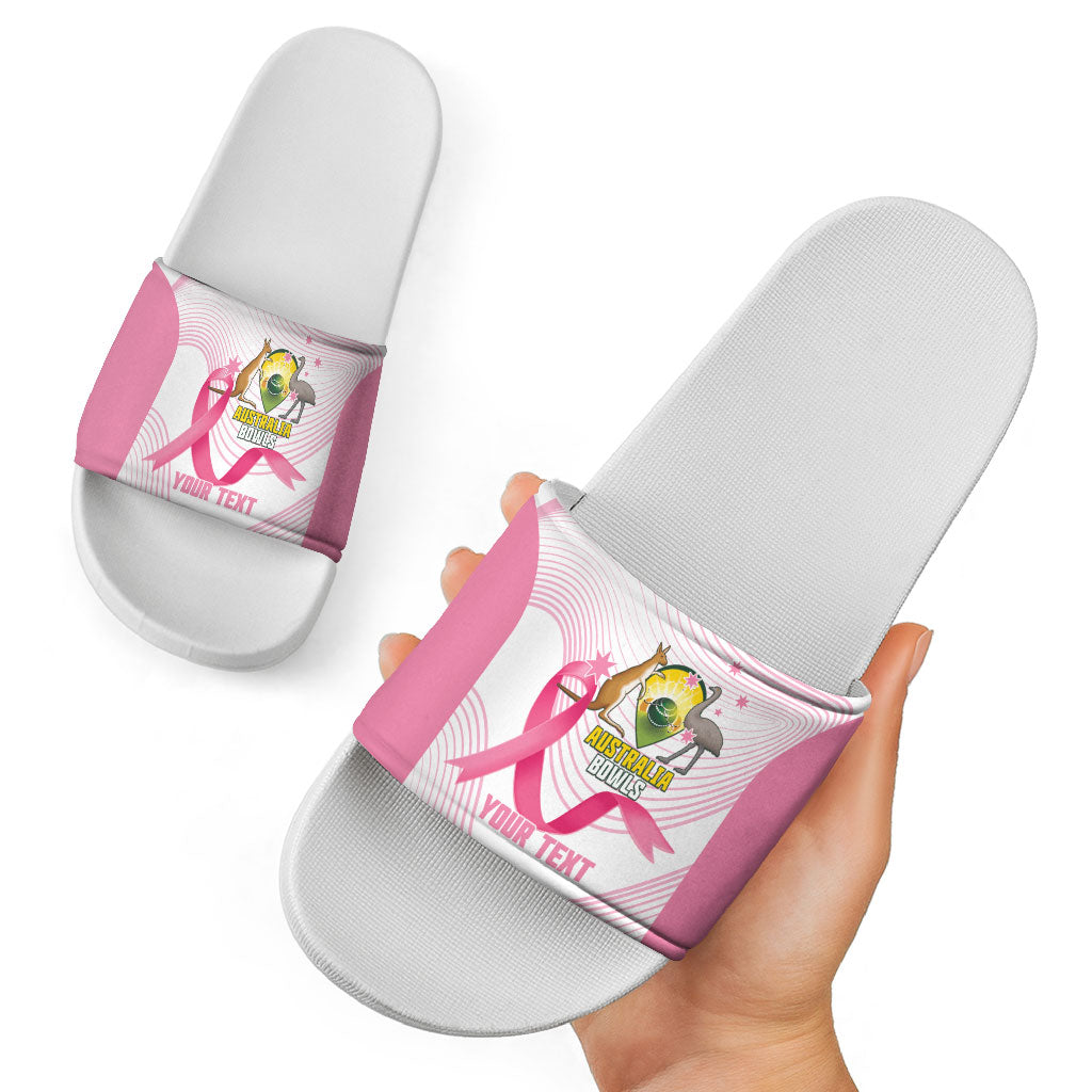 Custom Bowls Australia Breast Cancer Slide Sandals Pink Ribbon Curve Sporty