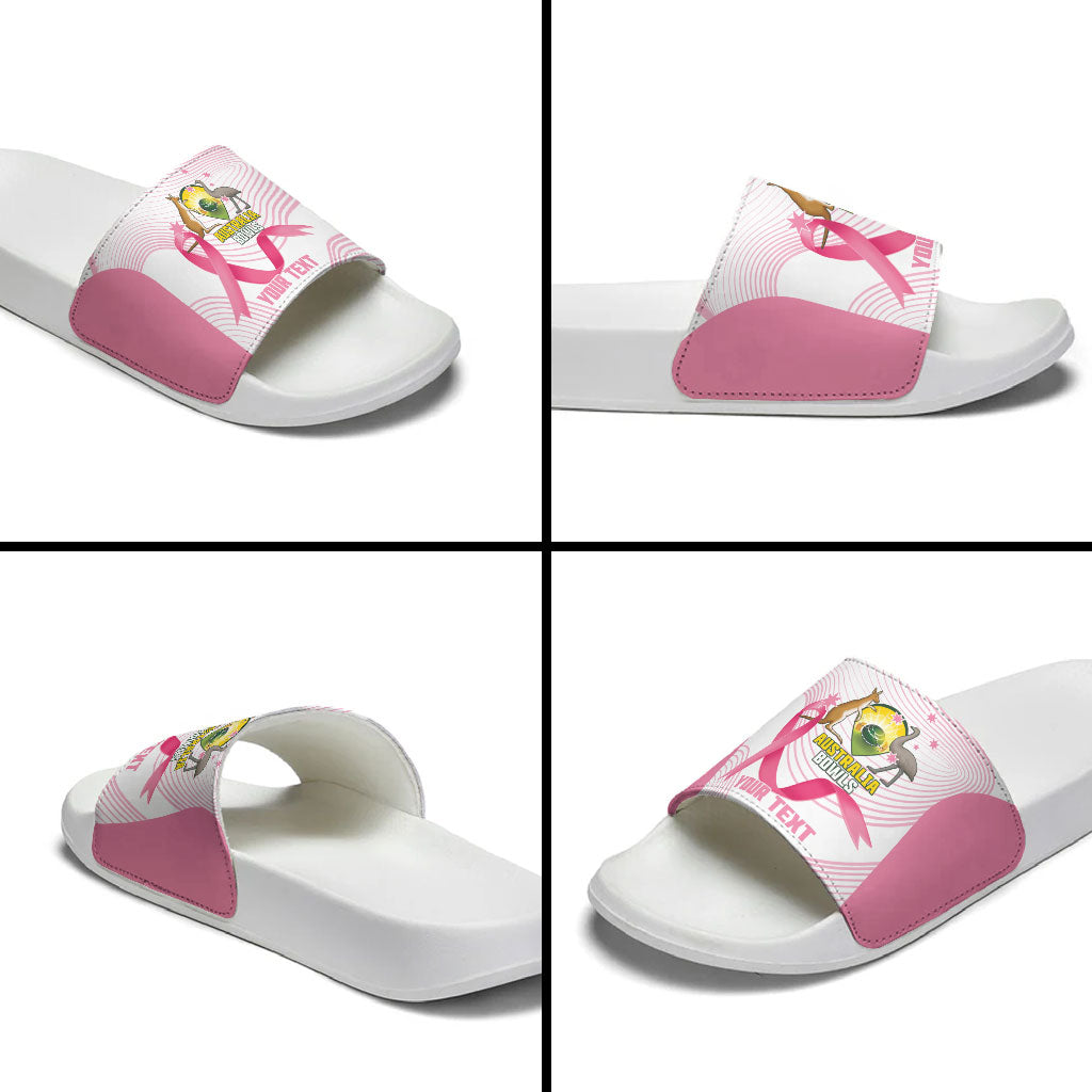 Custom Bowls Australia Breast Cancer Slide Sandals Pink Ribbon Curve Sporty
