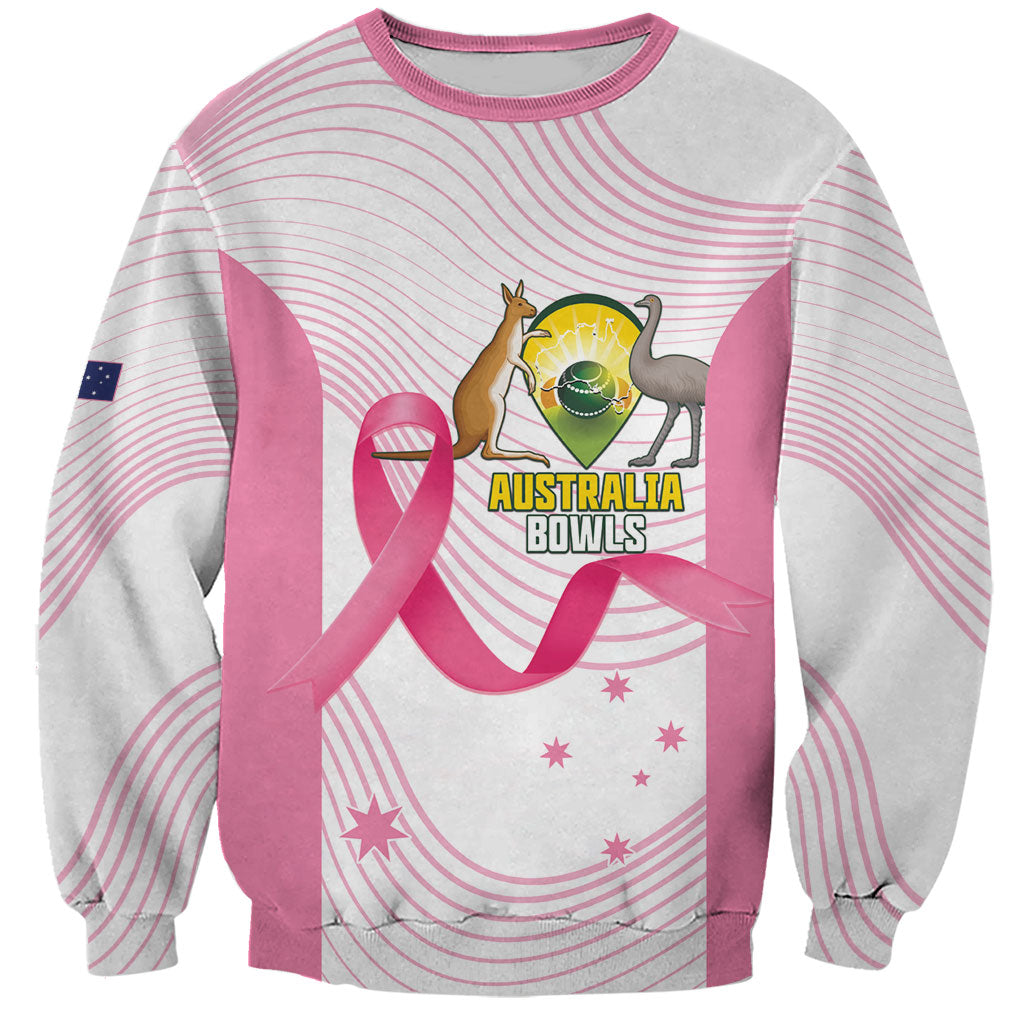 Custom Bowls Australia Breast Cancer Sweatshirt Pink Ribbon Curve Sporty