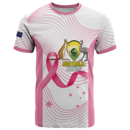 Custom Bowls Australia Breast Cancer T Shirt Pink Ribbon Curve Sporty