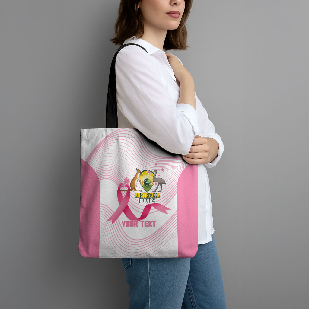 Custom Bowls Australia Breast Cancer Tote Bag Pink Ribbon Curve Sporty
