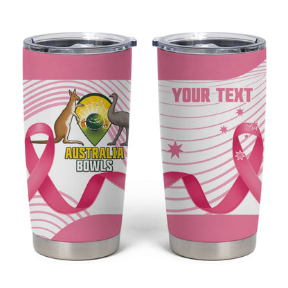 Custom Bowls Australia Breast Cancer Tumbler Cup Pink Ribbon Curve Sporty
