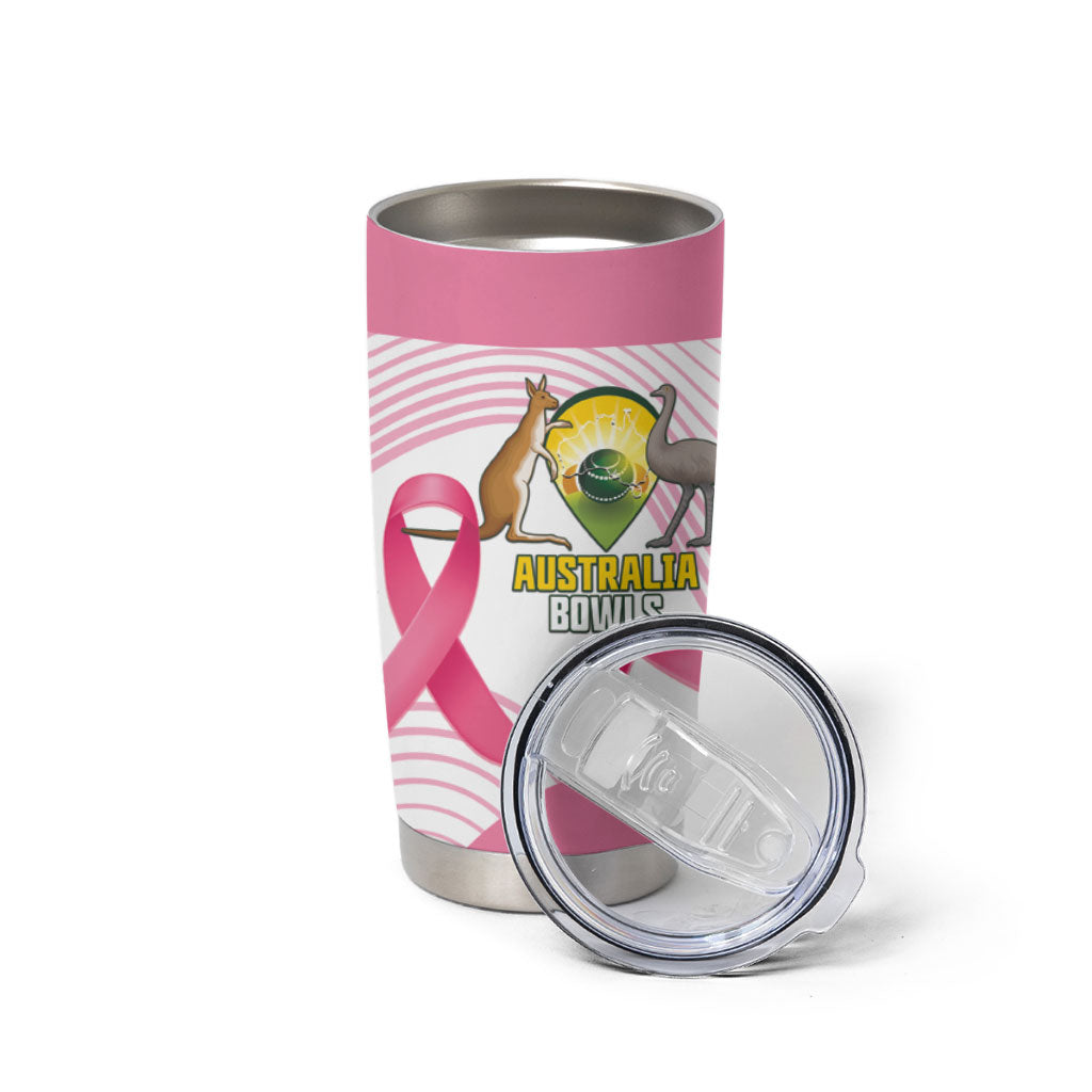 Custom Bowls Australia Breast Cancer Tumbler Cup Pink Ribbon Curve Sporty