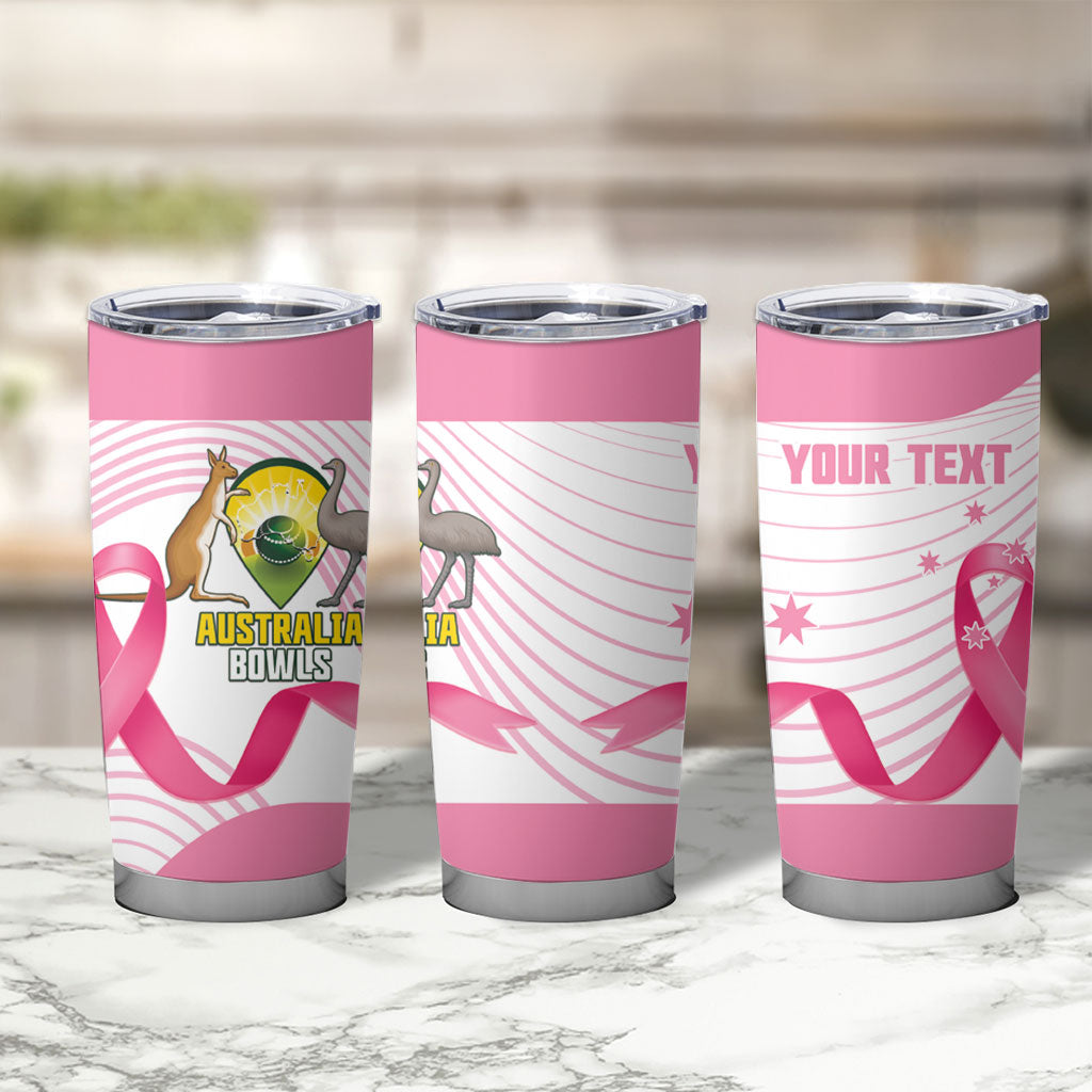 Custom Bowls Australia Breast Cancer Tumbler Cup Pink Ribbon Curve Sporty