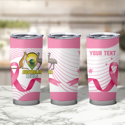 Custom Bowls Australia Breast Cancer Tumbler Cup Pink Ribbon Curve Sporty