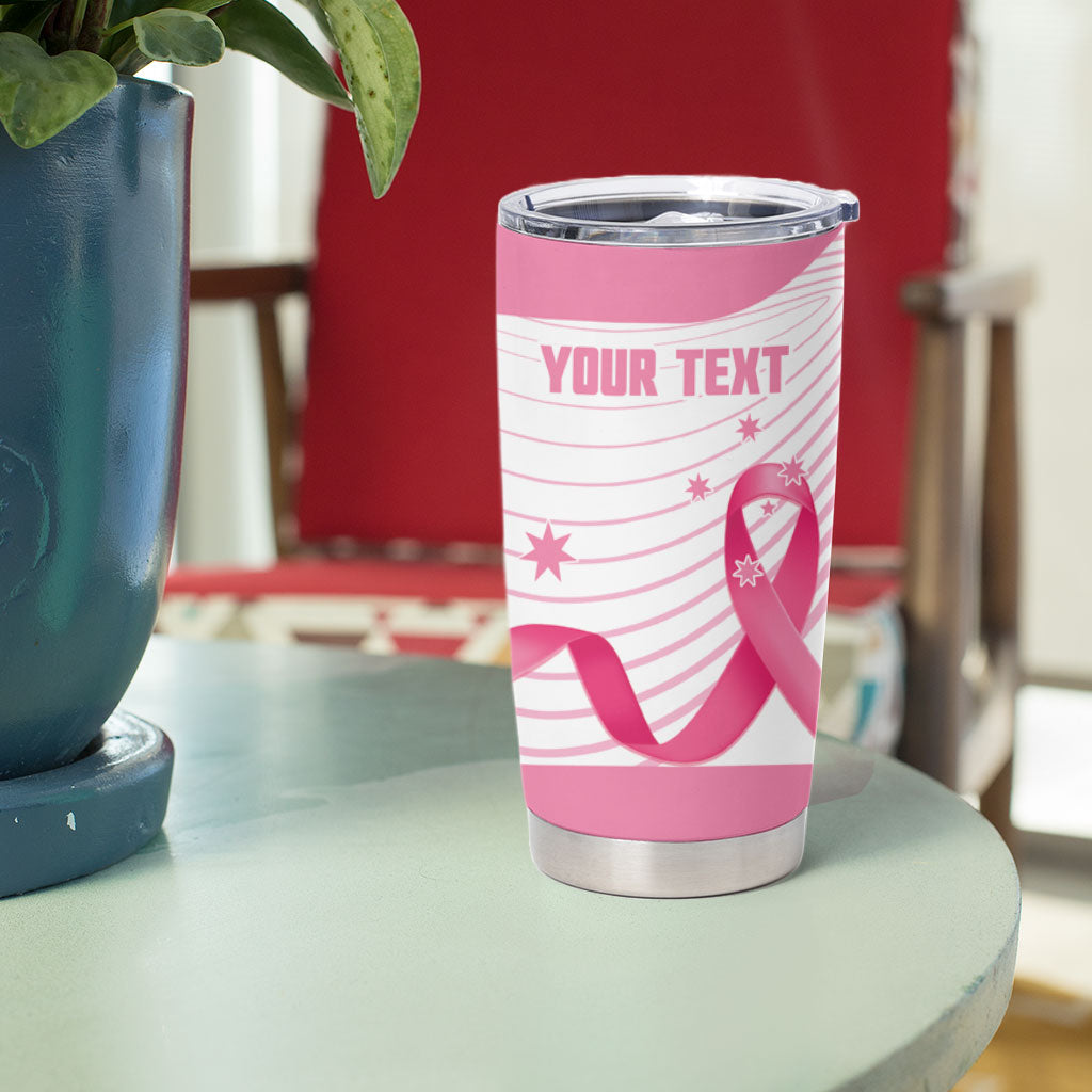 Custom Bowls Australia Breast Cancer Tumbler Cup Pink Ribbon Curve Sporty