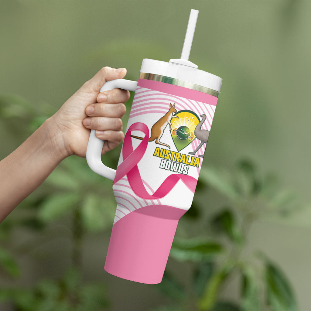 Custom Bowls Australia Breast Cancer Tumbler With Handle Pink Ribbon Curve Sporty