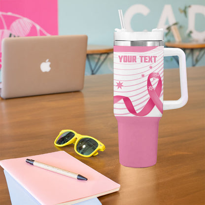 Custom Bowls Australia Breast Cancer Tumbler With Handle Pink Ribbon Curve Sporty
