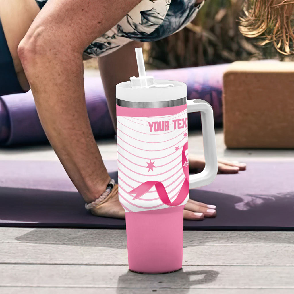 Custom Bowls Australia Breast Cancer Tumbler With Handle Pink Ribbon Curve Sporty