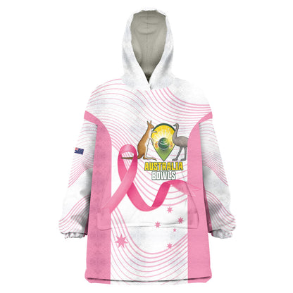 Custom Bowls Australia Breast Cancer Wearable Blanket Hoodie Pink Ribbon Curve Sporty