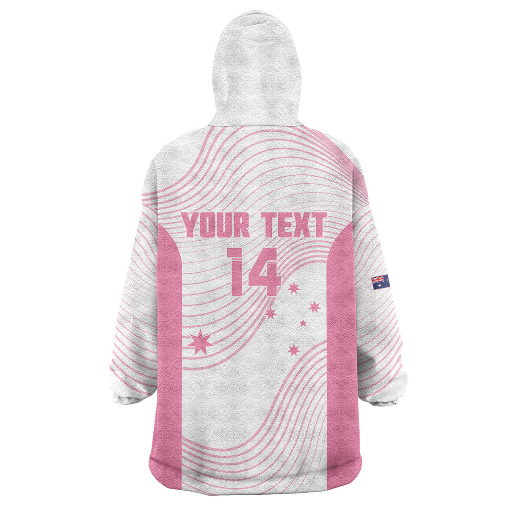 Custom Bowls Australia Breast Cancer Wearable Blanket Hoodie Pink Ribbon Curve Sporty