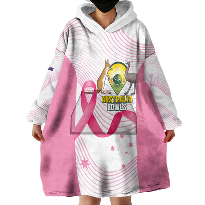 Custom Bowls Australia Breast Cancer Wearable Blanket Hoodie Pink Ribbon Curve Sporty