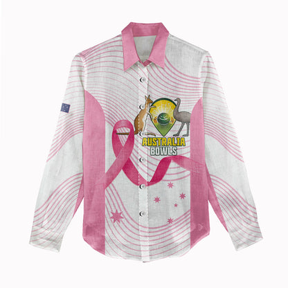 Custom Bowls Australia Breast Cancer Women Casual Shirt Pink Ribbon Curve Sporty