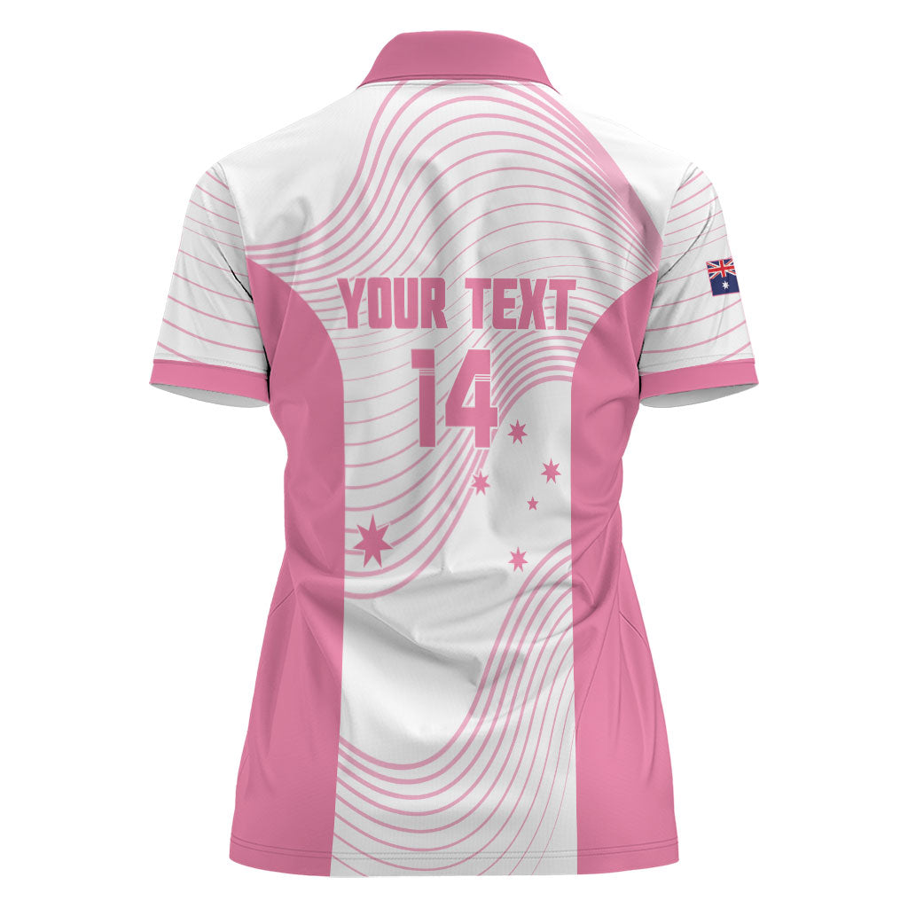 Custom Bowls Australia Breast Cancer Women Polo Shirt Pink Ribbon Curve Sporty