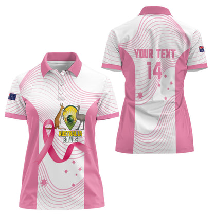 Custom Bowls Australia Breast Cancer Women Polo Shirt Pink Ribbon Curve Sporty