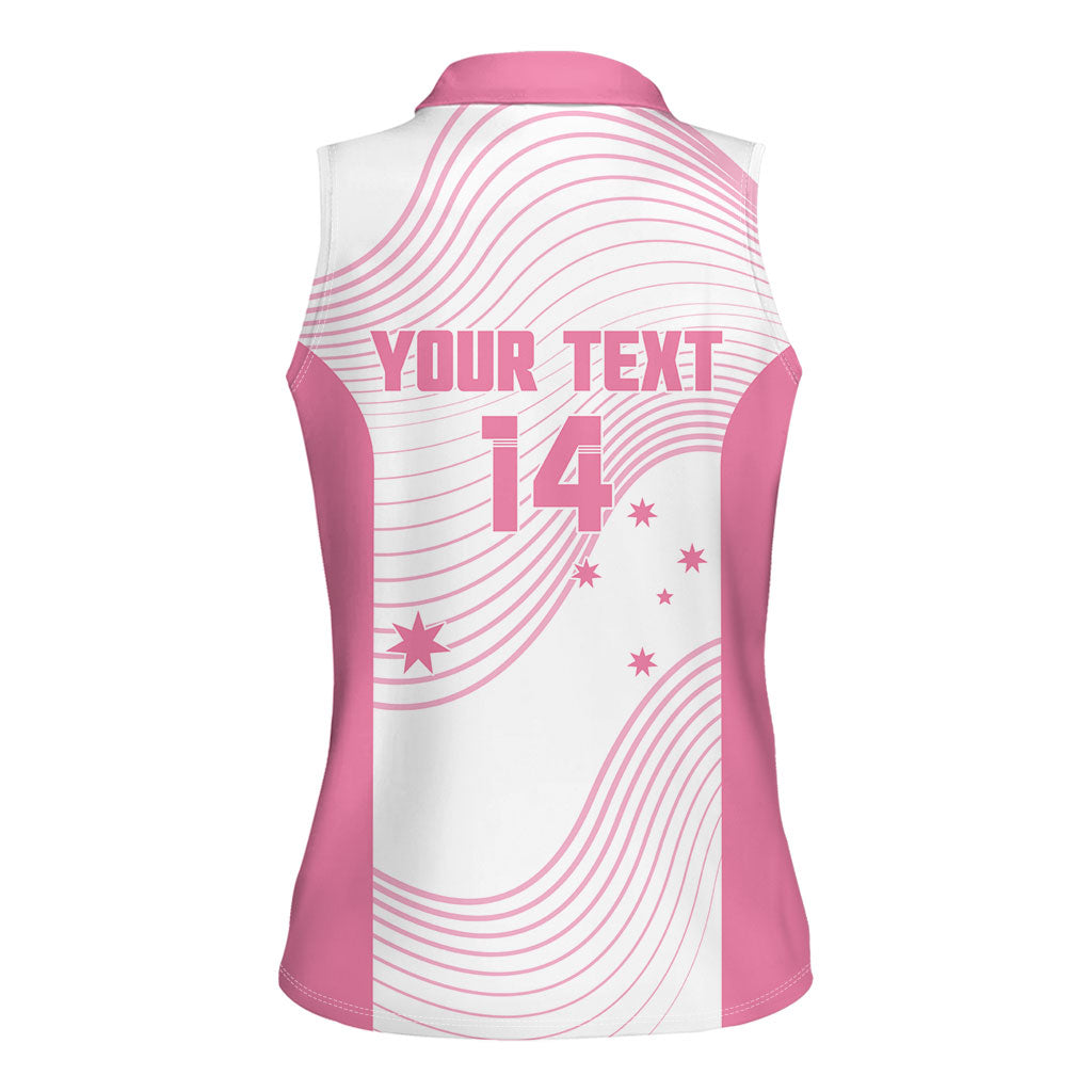 Custom Bowls Australia Breast Cancer Women Sleeveless Polo Shirt Pink Ribbon Curve Sporty
